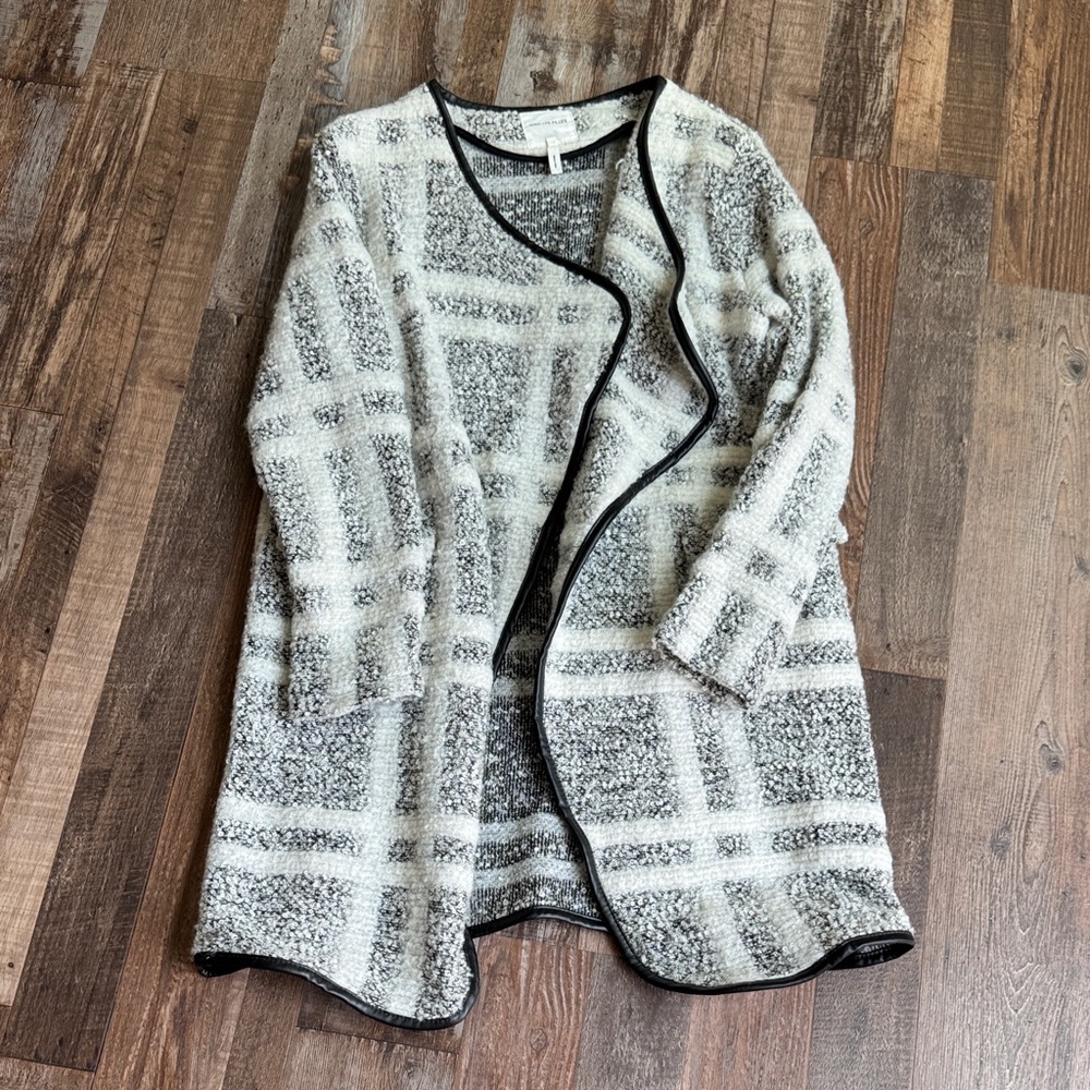 Avec Les Filles Black and Gray Checkered Cardigan